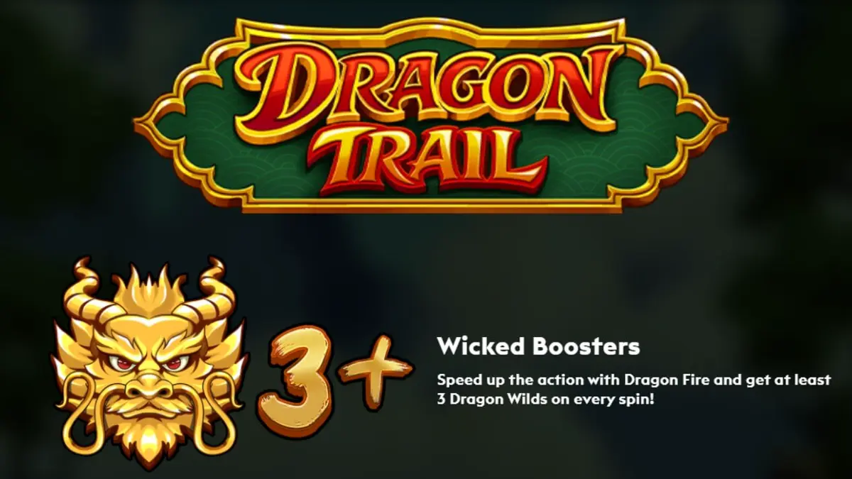 Tampilan visual slot Dragon Trail dengan naga emas dan simbol koin